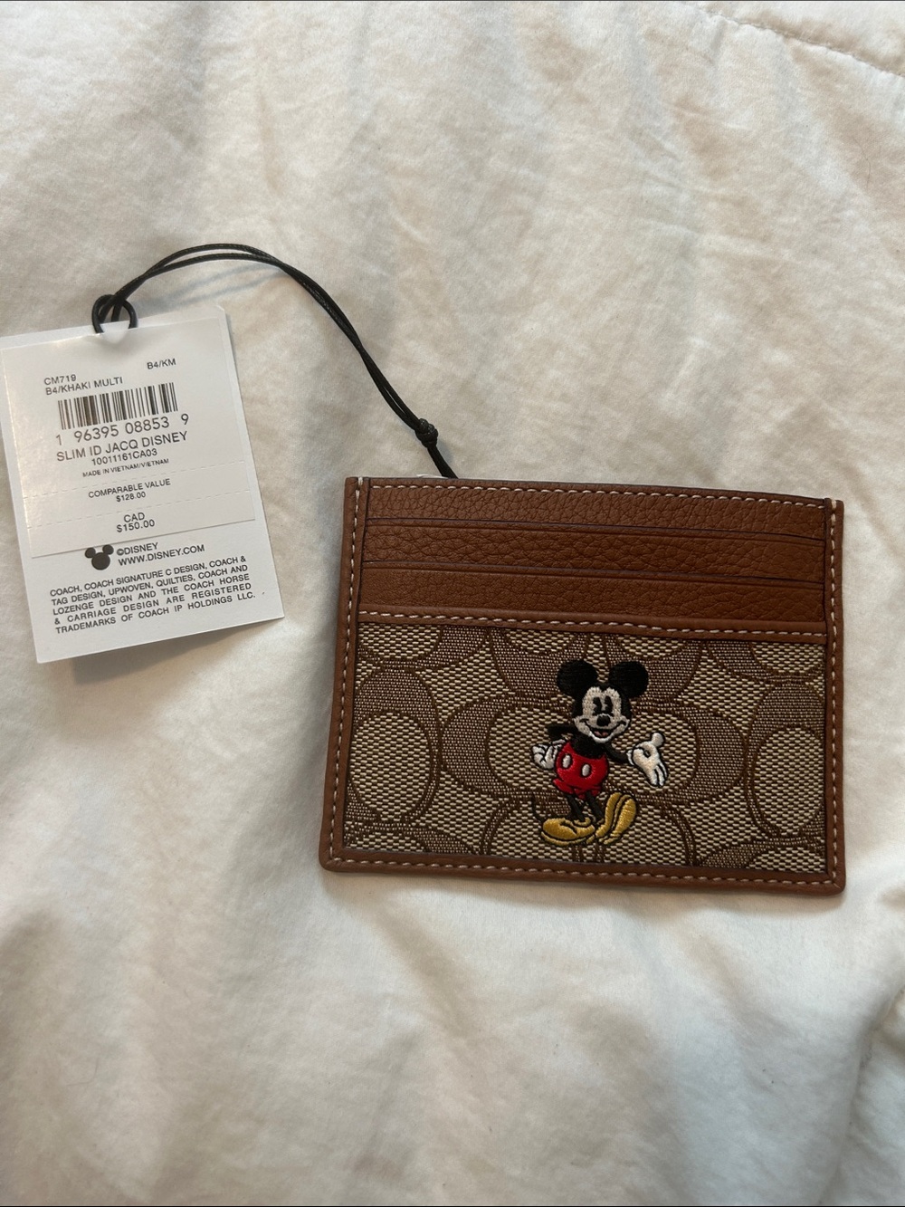 Coach Mickey Mouse Leather ID Card Holder with Clear Window
